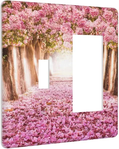 Miniatura 312 de Cubiertas de placa de pared de 3 gang con interruptor de luz de triple palanca, en negro y dorado con esplendor de oro rosa, estampado floral