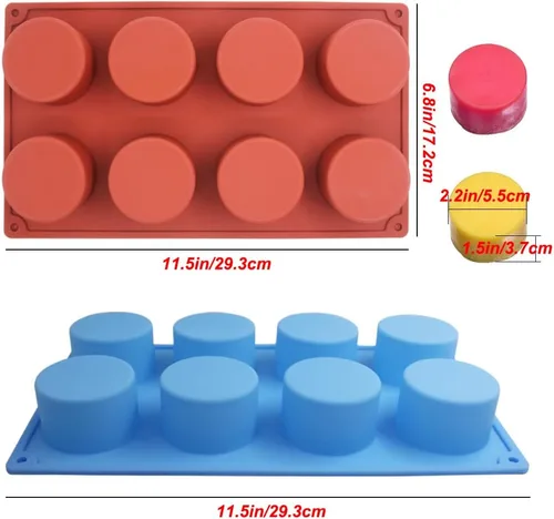 Miniatura 7 de SourceTon - Molde para hornear de silicona redondo grande de 8 cavidades, 3 paquetes de moldes antiadherentes de grado alimenticio para pasteles