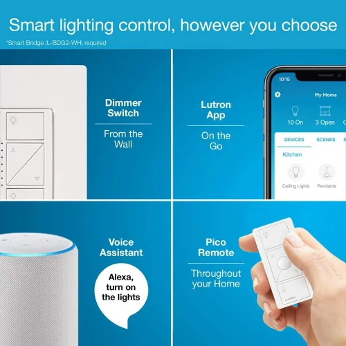 Miniatura 4 de Lutron Caseta - Interruptor de atenuación inteligente original (requiere Lutron Smart Hub), para luces LED, 150 vatios, un solo polo/3 vías, no Negro