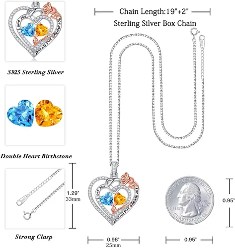 Miniatura 4 de Iefil Regalos para el día de San Valentín Collar de plata de ley con piedra natal de corazón rosa, regalo de aniversario de cumpleaños