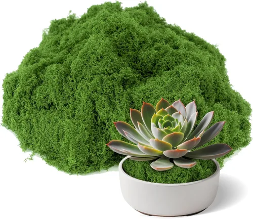 Musgo verde falso para plantas en macetas de interior, musgo artificial de 3.5 onzas para manualidades, césped sintético decorativo para jardín de