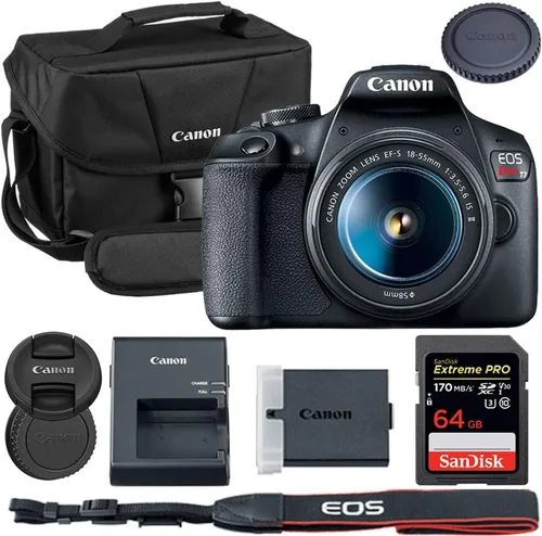 Canon EOS Rebel T7 - Cámara DSLR con lente de 0.709-2.165 in con bolsa de hombro Canon 200ES EOS + tarjeta de memoria Extreme PRO de 64 GB