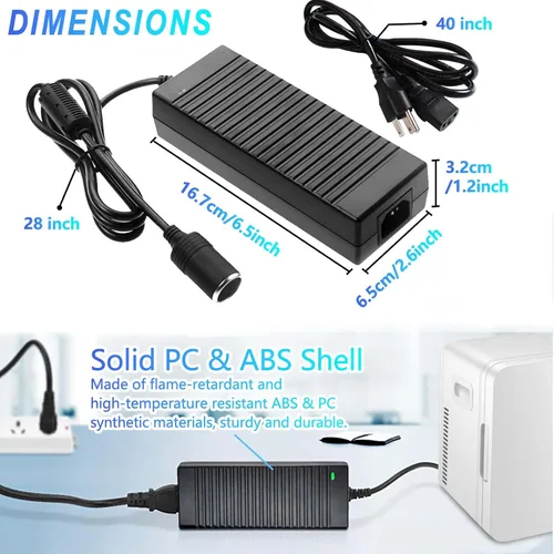 Miniatura 2 de Adaptador de fuente de alimentación de 110V-240V a 12V 120W/10A Enchufe de encendedor de cigarrillos de coche AC/DC para inflador de coche