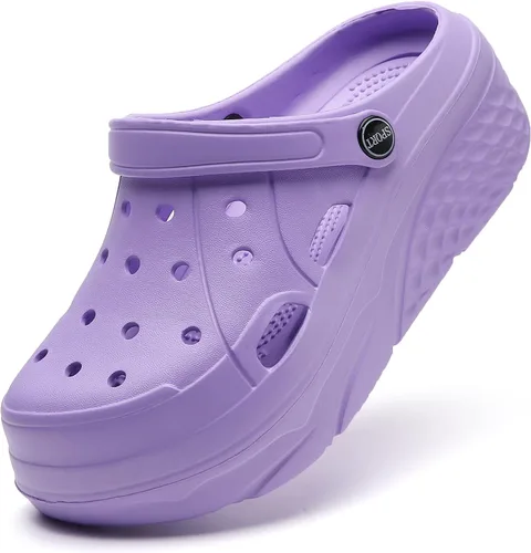 Miniatura 7 de SECHRITE Zuecos de plataforma para mujer, zapatos de jardín, impermeables, para playa, piscina, sandalias de verano, pantuflas para el hogar