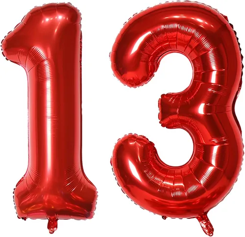 Miniatura 52 de Globo de helio rojo del número 10 de 40 pulgadas, autosellado para decoración de fiesta de cumpleaños y decoración de fiesta de aniversario (rojo 10)