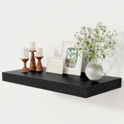 Miniatura 13 de Fun Memories - Estante flotante de 12 pulgadas, estantes de pared de madera rústica para decoración de pared y almacenamiento, estante flotante