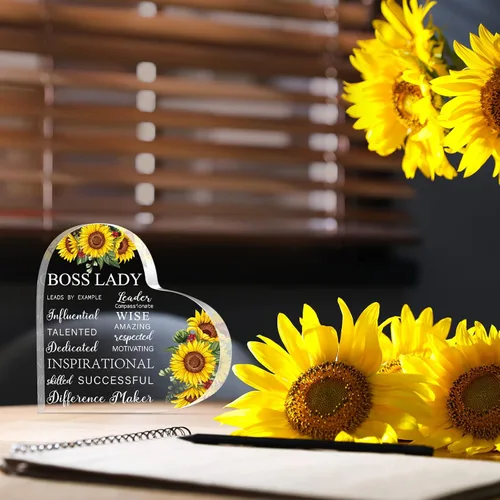 Miniatura 6 de Yalikop Regalos de jefa, regalos para mujer de 4 x 4 x 0.6 pulgadas, acrílico para escritorio, oficina, citas inspiradoras, recuerdo y pisapapeles