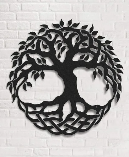 Hencely Arte de pared de metal del árbol de la vida, escultura de pared, ilustraciones decorativas para la pared