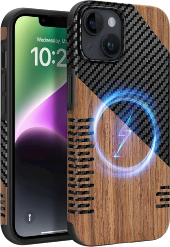Miniatura 11 de Funda magnética ZZDZZ compatible con iPhone 14 Plus [Compatible con Magsafe] Diseño de cuero premium TPU híbrido a prueba de golpes (Negro)