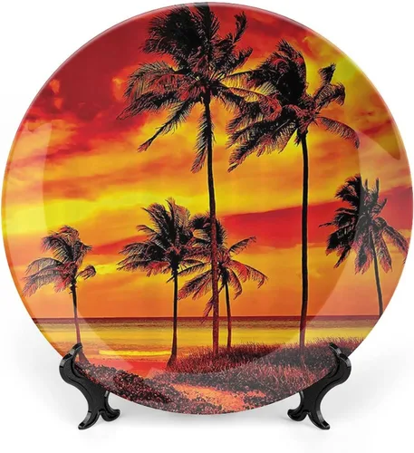Miniatura 8 de Plato decorativo de 6 pulgadas, artesanía de cerámica turquesa, patrón floral antiguo de cachemira, estampado clásico de Oriente Medio, para colgar
