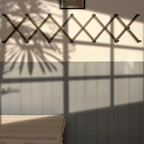 Miniatura 7 de WEBI Acordeón para colgar en la pared, percha de pared para sombreros, acordeón, expandible, de madera, montado en la pared, estante de gancho