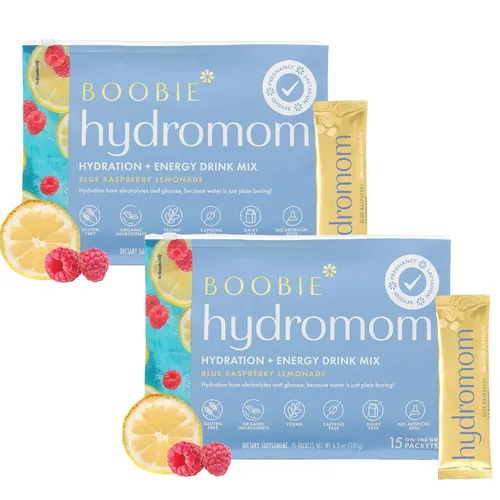 Miniatura 13 de Boobie Hydromom Mezcla de bebida de superalimento con electrolitos, Limonada de frambuesa azul Refrescante impulso de energía e hidratación