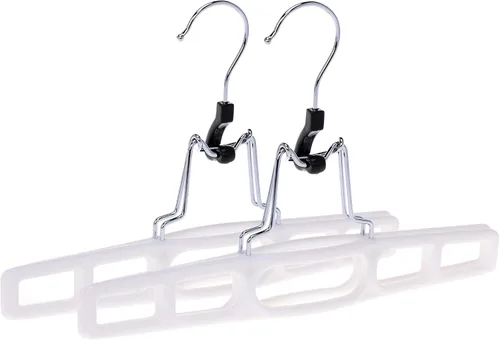 Paquete de 2 perchas para faldas de alta calidad, juego de perchas delgadas que ahorran espacio con abrazadera, colgador para pantalones, juego de 2