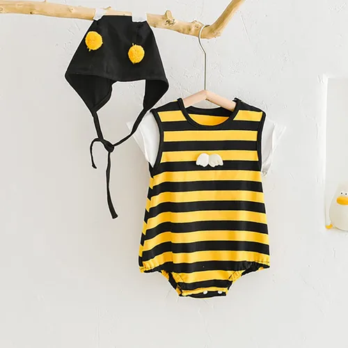 Miniatura 3 de TBUIALL Body unisex para bebé, niños y niñas, chaleco a rayas, body de manga corta, cuello redondo, súper suave, mameluco de algodón de 3 a