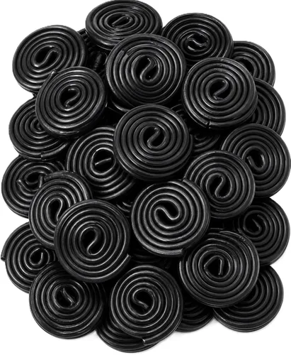 Black Regaliz Wheels Candy Bolsa de 1 lb – Soft Chewy Classic Twists Bulk Retro Snack Treats. Aproximadamente 40 ruedas por bolsa