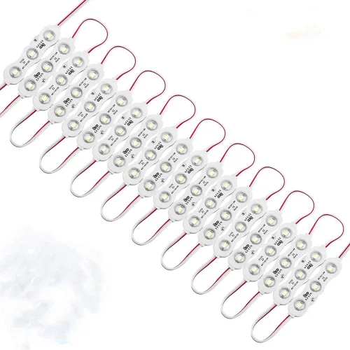 Miniatura 9 de Lulin 100 tiras de luces LED impermeables superbrillantes, color blanco, 53 pies CC 12 V 3 módulos LED blanco para letreros publicitarios con cinta