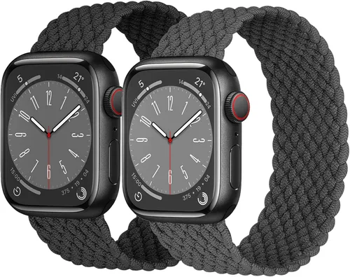 Miniatura 15 de Paquete de 2 correas trenzadas Solo Loop para Apple Watch de 1.575 pulgadas, 1.614 pulgadas, 1.654 pulgadas, 1.732 pulgadas, 1.772 pulgadas, 1.732