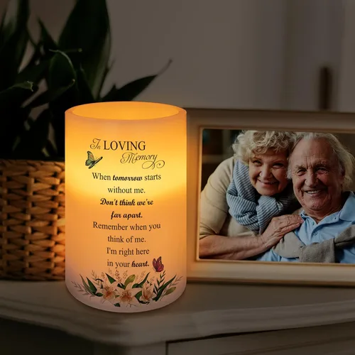 Miniatura 2 de Vela sin llama con luz LED de cera real con temporizador, regalo de condolencias por pérdida de un ser querido, regalos conmemorativos por pérdida