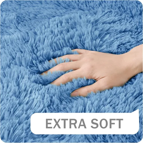 Miniatura 3 de Amearea Alfombra Suave de Área Premium 4x5.3 Pies, Alfombras Azules para Sala de Estar, Alfombra Esponjosa para Dormitorio Guardería Sala