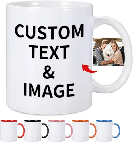 Taza personalizada, tazas de café personalizadas con imagen y texto, taza de cerámica de 11 onzas, regalos personalizados para mamá papá, regalo de