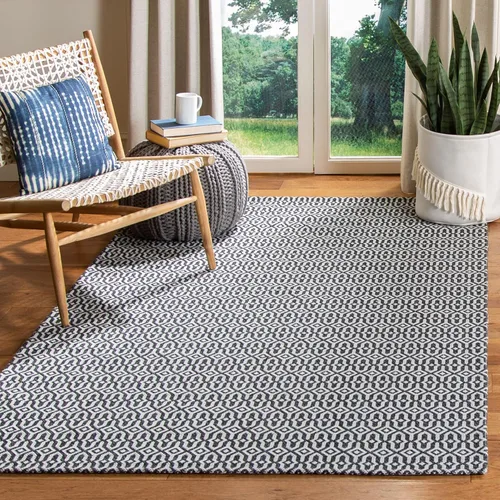 MARTHA STEWART x SAFAVIEH MSR411H - Alfombra de algodón para sala de estar, comedor y dormitorio, 6 pies 7 pulgadas x 9 pies, color carbón/gris