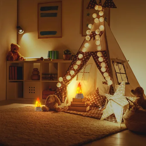 Miniatura 2 de Ollcuz Lámpara de fuego falsa, velas sin llama recargables por USB con llama parpadeante, luz LED de llama de 3 modos para acampar al aire libre