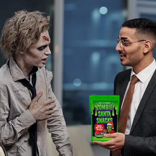Miniatura 5 de Zombie Santa Snacks - Gomitas de gomitas gourmet para niños - Divertido regalo de Navidad espeluznante de zombi - Ojos masticables, cerebros, dedos