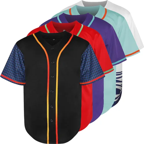 Miniatura 9 de Phoneutrix Camisetas Jersey de Béisbol Hip Hop Hipster Lisas en Blanco con Botones Uniformes Deportivos para Hombres y Mujeres Jersey