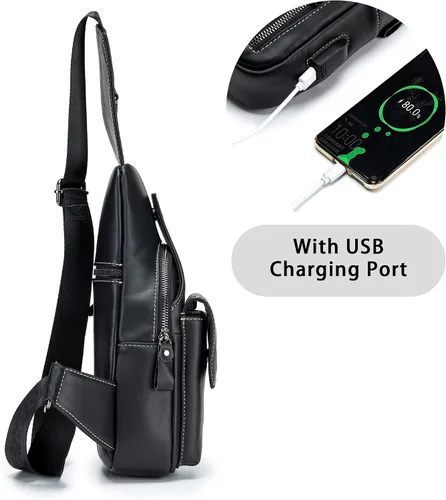 Miniatura 180 de LUKZIJAES Bolso bandolera de cuero genuino para hombre