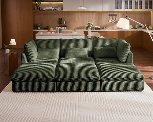 Miniatura 57 de Sofá Modular de Gran Tamaño, Sofá Seccional de Chenilla Nube Extra Profundo con Chaise Otomana, Sofá Esponjoso de Chenilla de 4 Plazas para Sala