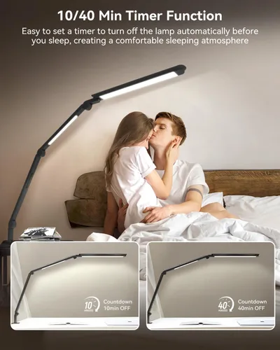 Miniatura 6 de Lámpara de escritorio LED con abrazadera, lámpara de escritorio de arquitecto con control remoto, luz de escritorio de brazo oscilante flexible