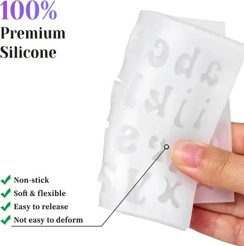 Miniatura 3 de 3 moldes de silicona para letras, moldes antiadherentes para fondant de números y letras para chocolate, dulces, decoración de pasteles, decoración