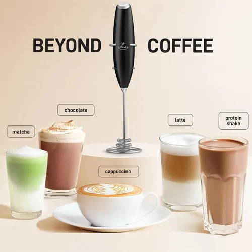 Miniatura 205 de Zulay Milk Boss Espumador de leche potente manual, hace espuma para latte, batidor para mezclar bebidas, café, miniespumador para capuchino, frappé