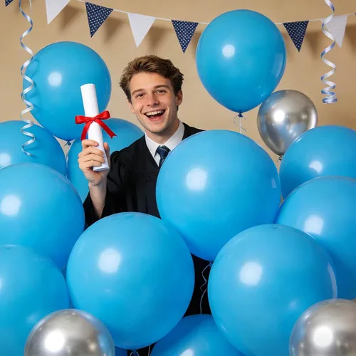 Miniatura 7 de 32 globos azules grandes de 18 pulgadas, globos redondos de látex grandes para decoración de cumpleaños y bodas (azul claro)