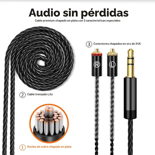 Miniatura 4 de Vibes 202 - Auriculares con cable - Auriculares HiFi in Ear Monitor - Auriculares profesionales con aislamiento de ruido - Sonido claro, graves