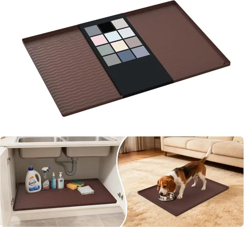 Miniatura 101 de URMONA Tapete de silicona impermeable para debajo del fregadero, 34 x 22 pulgadas, forro para estante de cocina y baño, protector de gabinetes