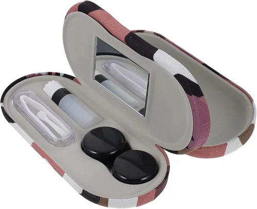 Miniatura 12 de Healifty Estuche para lentes de contacto y estuche para gafas, funda doble 2 en 1, con removedor de pinzas de espejo, caja de almacenamiento