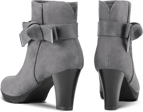 Miniatura 6 de mysoft Botines para mujer con tacón, tacón grueso apilado, cremallera al tobillo para mujer