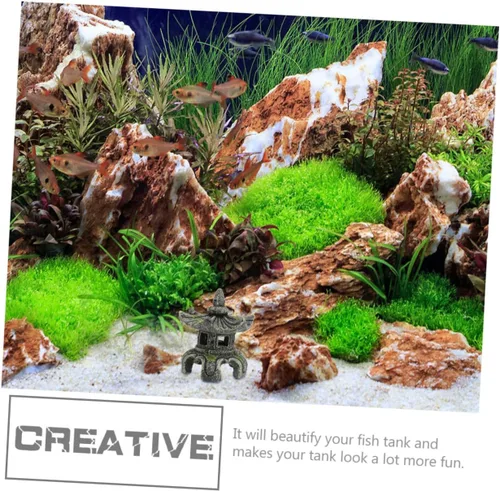 Miniatura 3 de Yardwe Resina artesanal pecera estatua de pabellón de peces escondido de peces adornos 2 piezas decoración fácil lavado seguro acuario decoración
