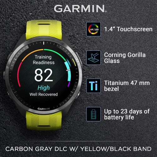 Miniatura 2 de Garmin Forerunner 965 Premium Reloj inteligente para correr y triatlón de 47 mm con pantalla táctil AMOLED, bisel de titanio DLC gris carbón