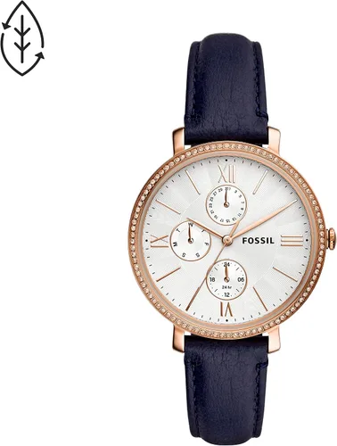 Miniatura 5 de Fossil Reloj Jacqueline de cuarzo de acero inoxidable y cuero para mujer, Jacqueline ES5207 - Reloj de 3 manecillas
