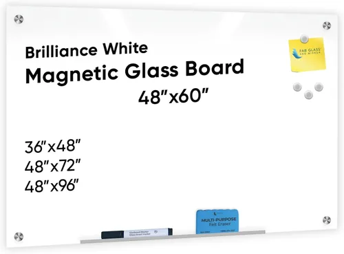 Miniatura 30 de Fab Glass and Mirror - Pizarrón magnético de vidrio con borrador, Negro
