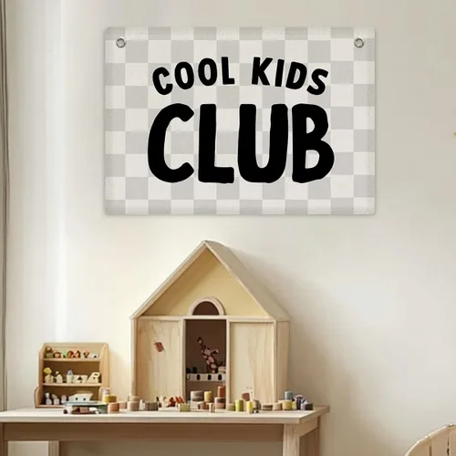 Miniatura 2 de Decoración de pared para sala de juegos, cartel colgante de pared, bandera de elementos esenciales, bandera de pared a cuadros, para guardería