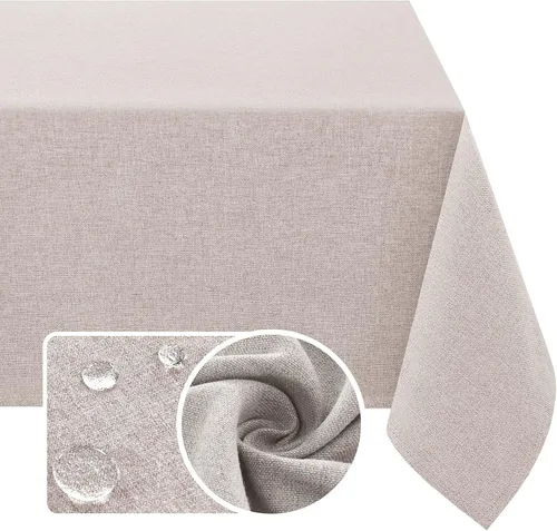 Miniatura 14 de H.VERSAILTEX Mantel de Lino Texturizado 60 x 84 pulgadas Impermeable Mantel Decorativo Antiderrames con Aspecto de Lino para Mesa de Fiesta Tela