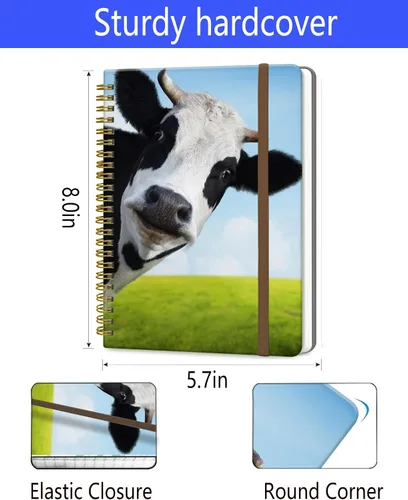 Miniatura 6 de Cuaderno de espiral A5, lindo cuaderno para mujeres y hombres, cuaderno de tapa dura con rayas universitarias para trabajo y toma de notas, 60