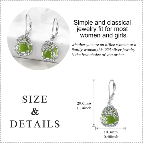 Miniatura 118 de Aretes colgantes con forma de lágrima de filigrana de piedra lunar de plata de ley 925 con cierre de palanca para mujer, regalos de joyería