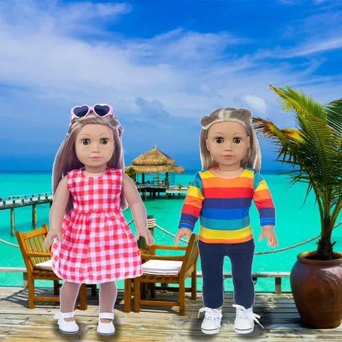 Miniatura 6 de Ebuddy Ropa y accesorios para muñecas: 8 juegos con zapatos, mochila, gafas, cámara, almohadilla para muñecas de 18 pulgadas