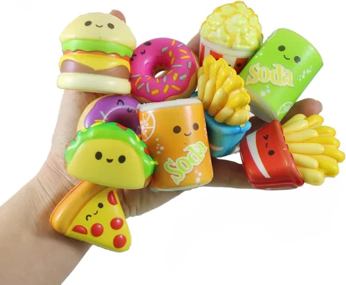 Miniatura 2 de Curious Minds Busy Bags 24 lindos juguetes esponjosos de micro alimentos de elevación lenta - Mini recuerdos de fiesta de espuma viscoelástica