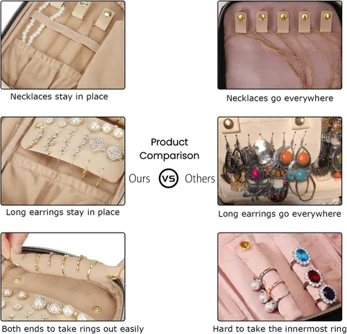 Miniatura 30 de BAGSMART Estuche organizador de joyería, de viaje para collar, aretes, anillos, brazalete
