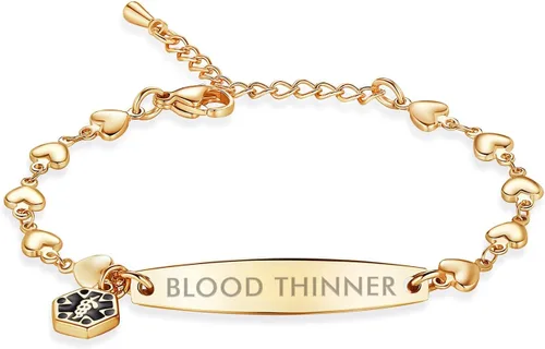 Miniatura 46 de mnmoom Pulseras de alerta médica para mujeres 6.5-8 pulgadas ajustables corazón links pulseras médicas con grabado